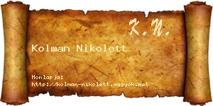 Kolman Nikolett névjegykártya